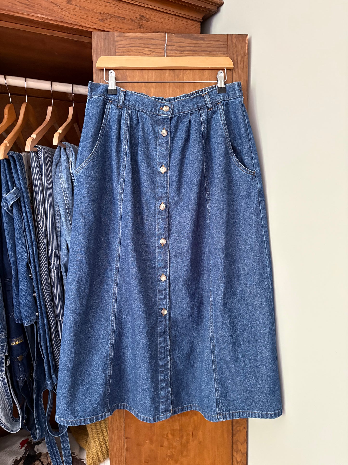 Jupe longue en denim vintage (L/XL)
