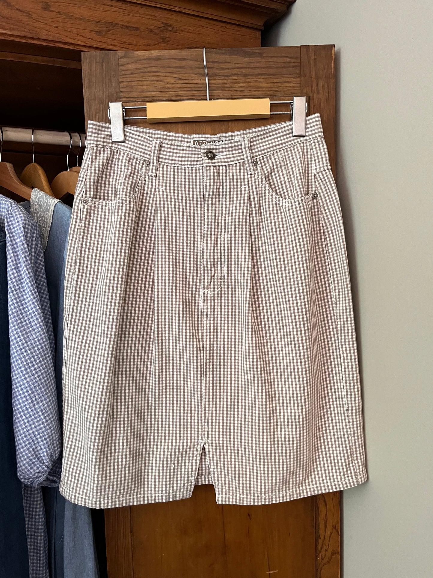 Jupe courte vichy beige (S/M)