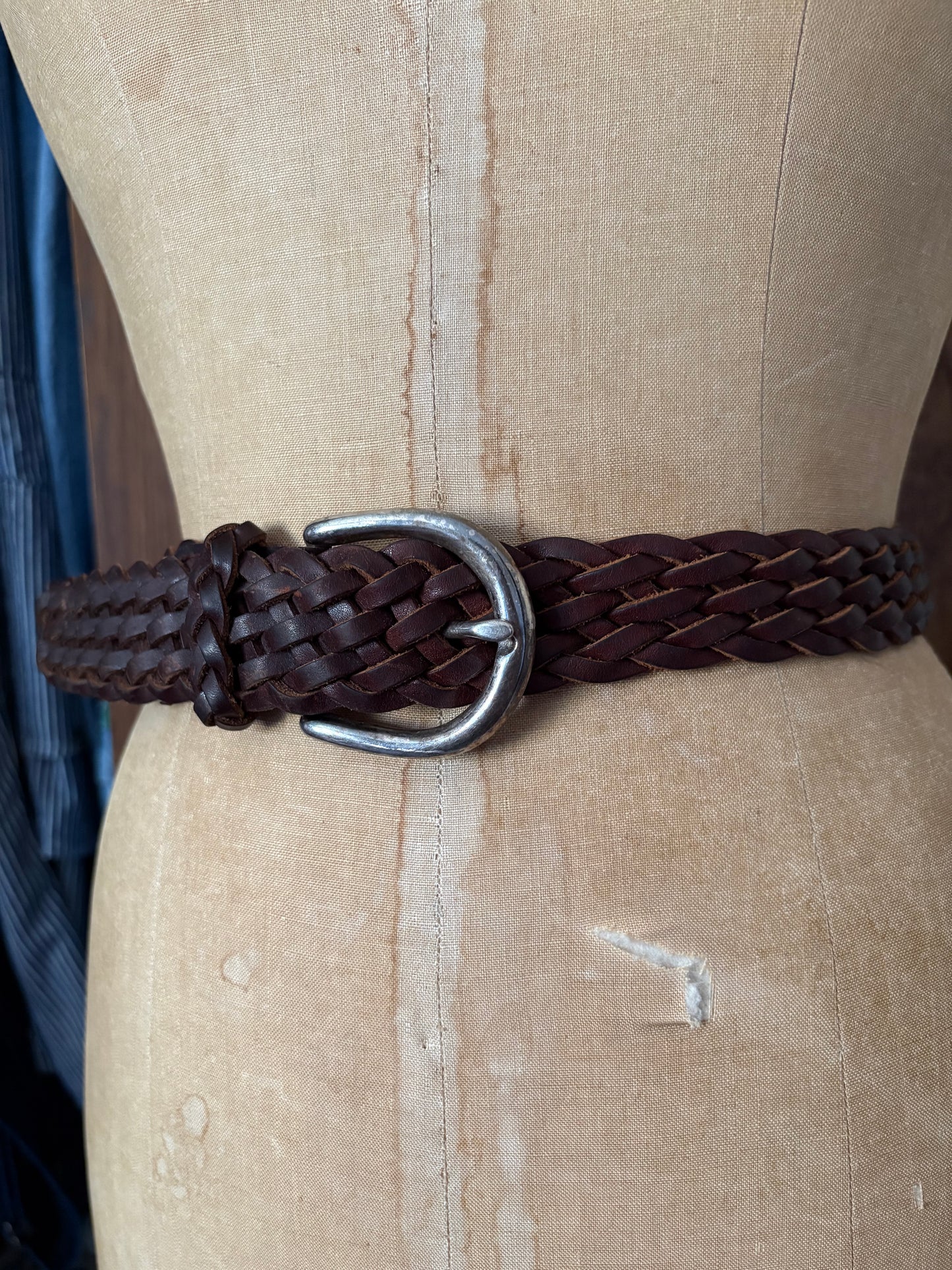 Ceinture en cuir brune tressé (Xl/Xxl)