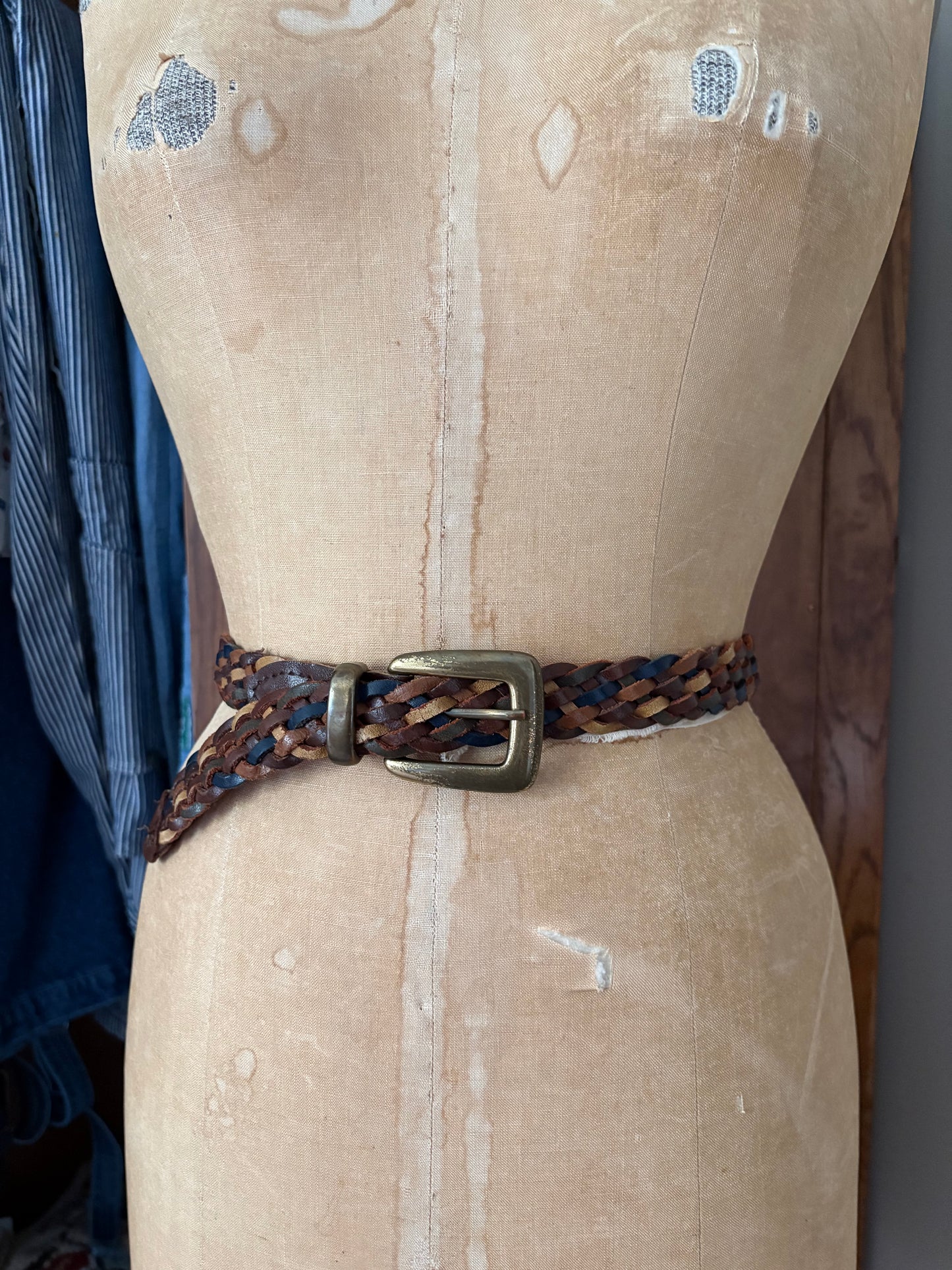 Ceinture tricolore en cuir véritable (Small)