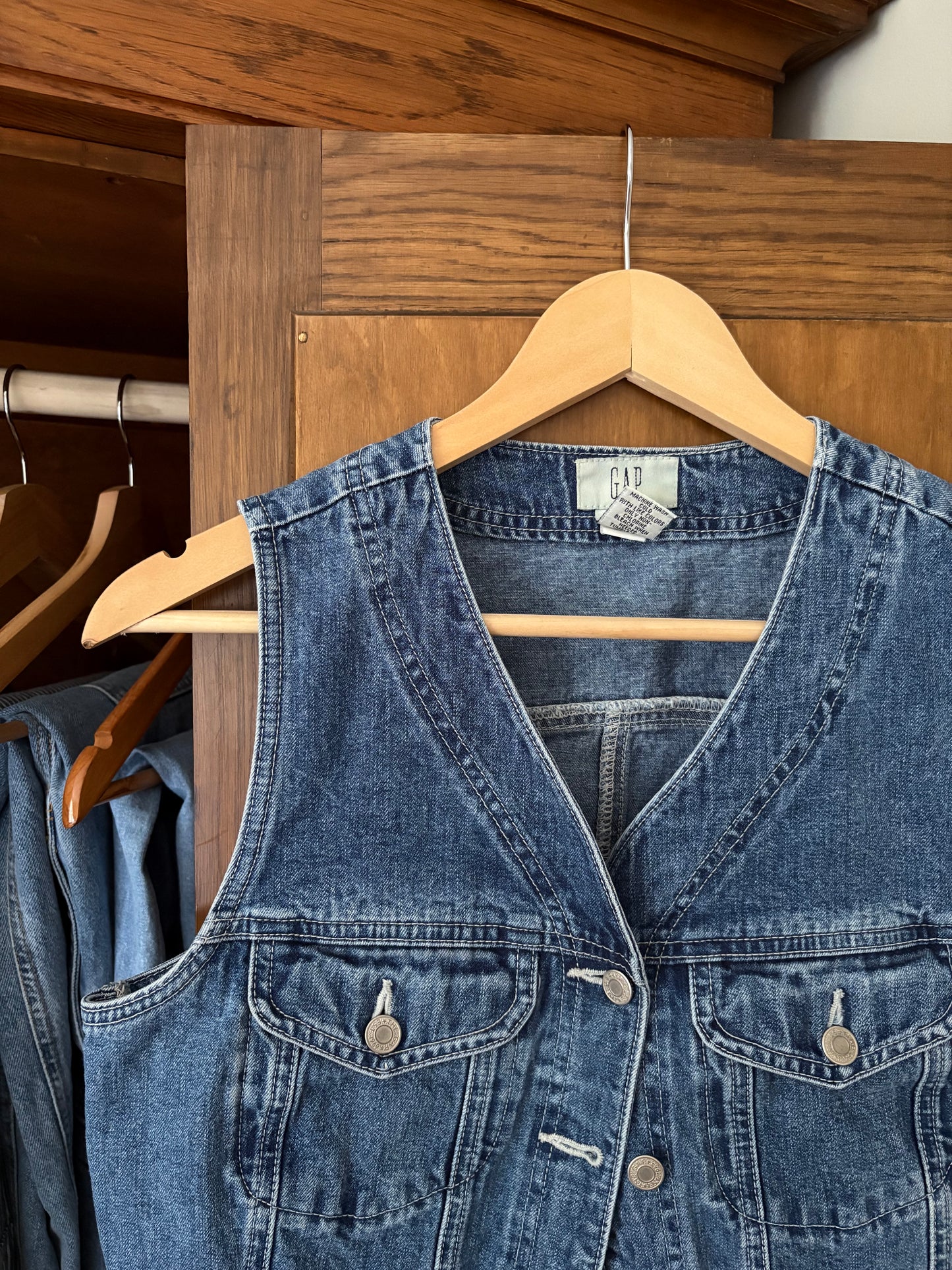 Manteau sans manche en denim vintage GAP (Small)