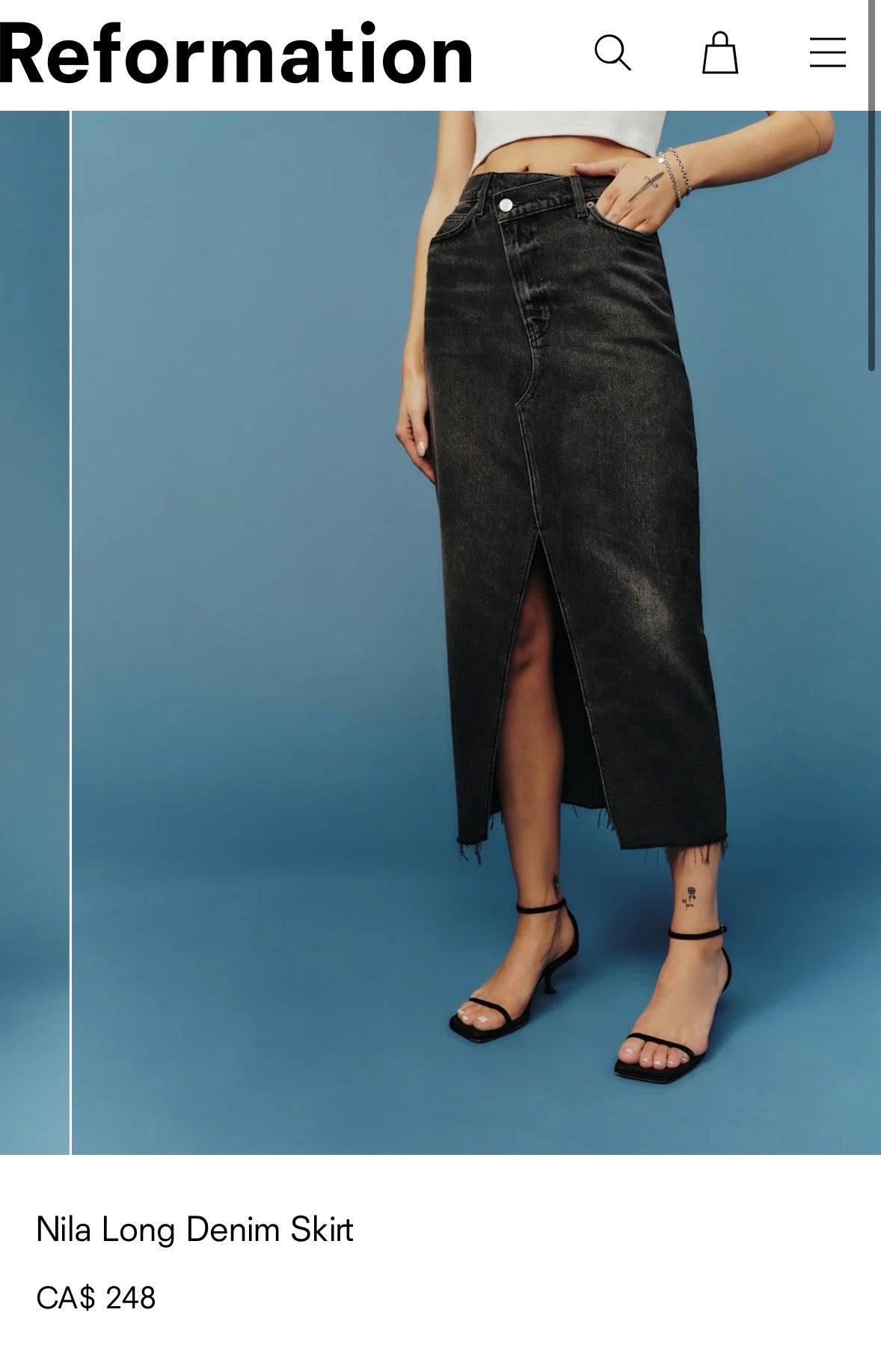 Jupe en denim de la marque Reformation (Large) * Neuve