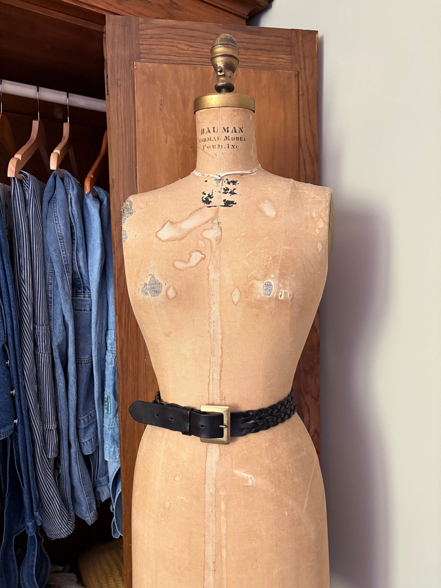 Ceinture noire double en cuir (Médium)