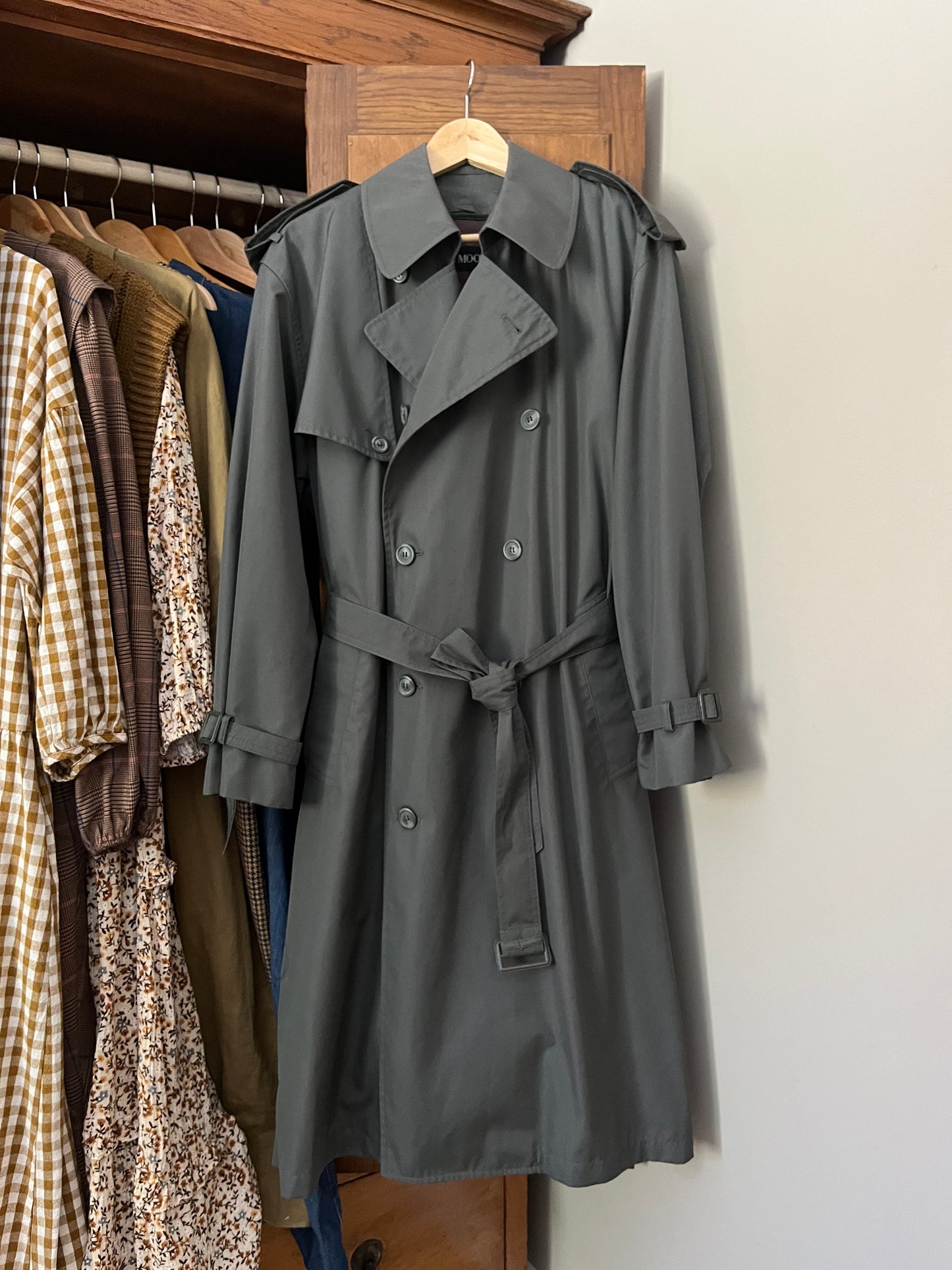 Trench coat gris/vert (L/XL)