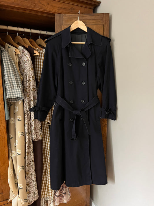 Trench coat vintage bleu marin (L/XL)